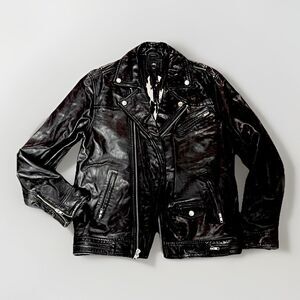 Black Leather Bomber Jacket - Classic Moto Style. Really Cool Jacket.